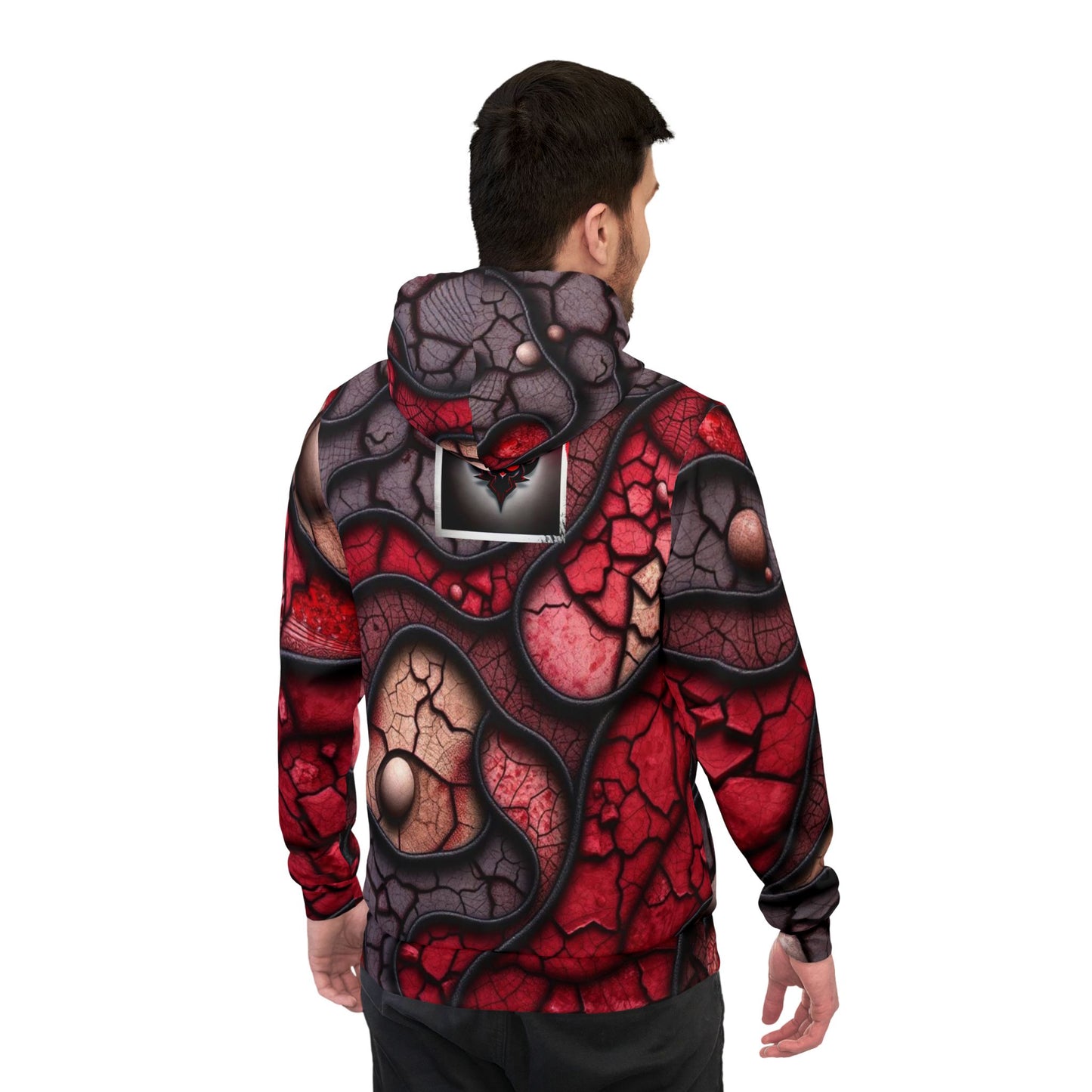 Blood Inspired, Halloween, Red Abstract Athletic Hoodie, Trendy Sportswear, Graphic Pullover, Gift for Fitness Lovers, Unique Streetwear