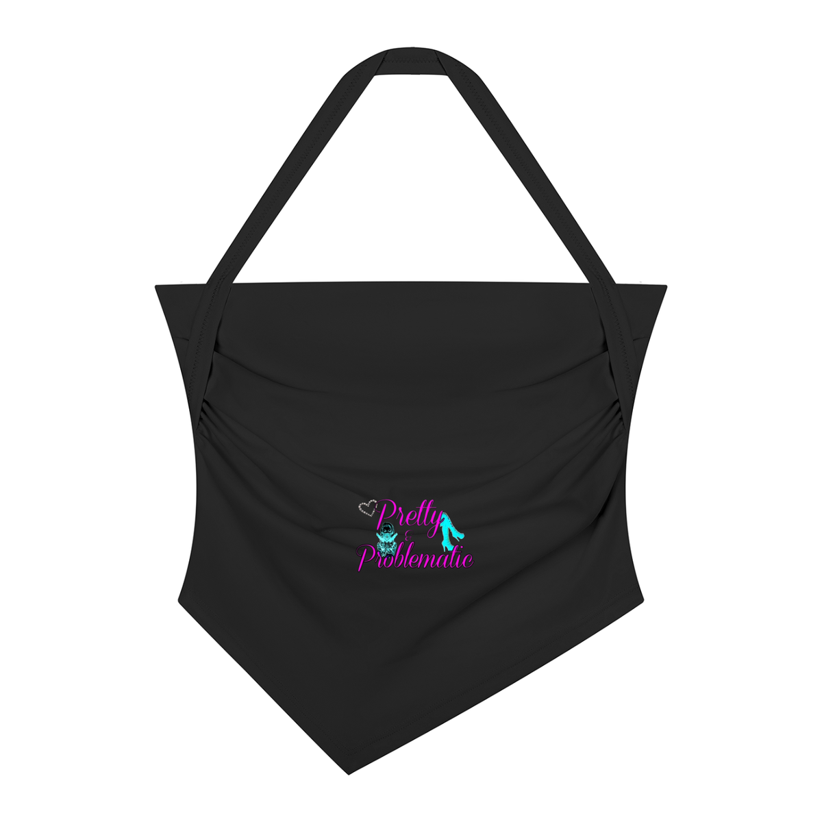 Women’s "Pretty & Problematic" Ruched Halter Neck Yoga Tank Top