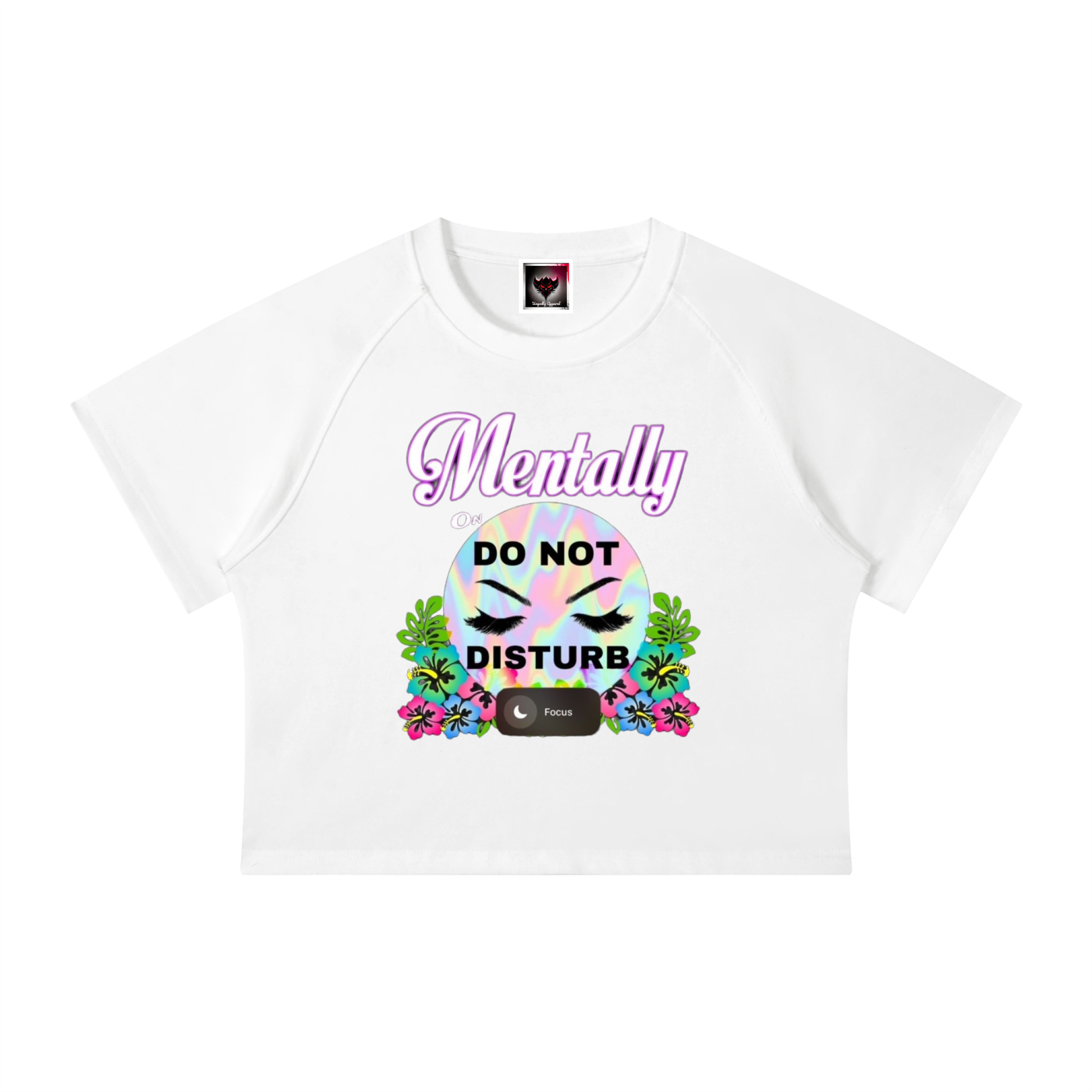 "Mentally on Do Not Disturb" Women's Mineral Wash Raglan Crop T-Shirt