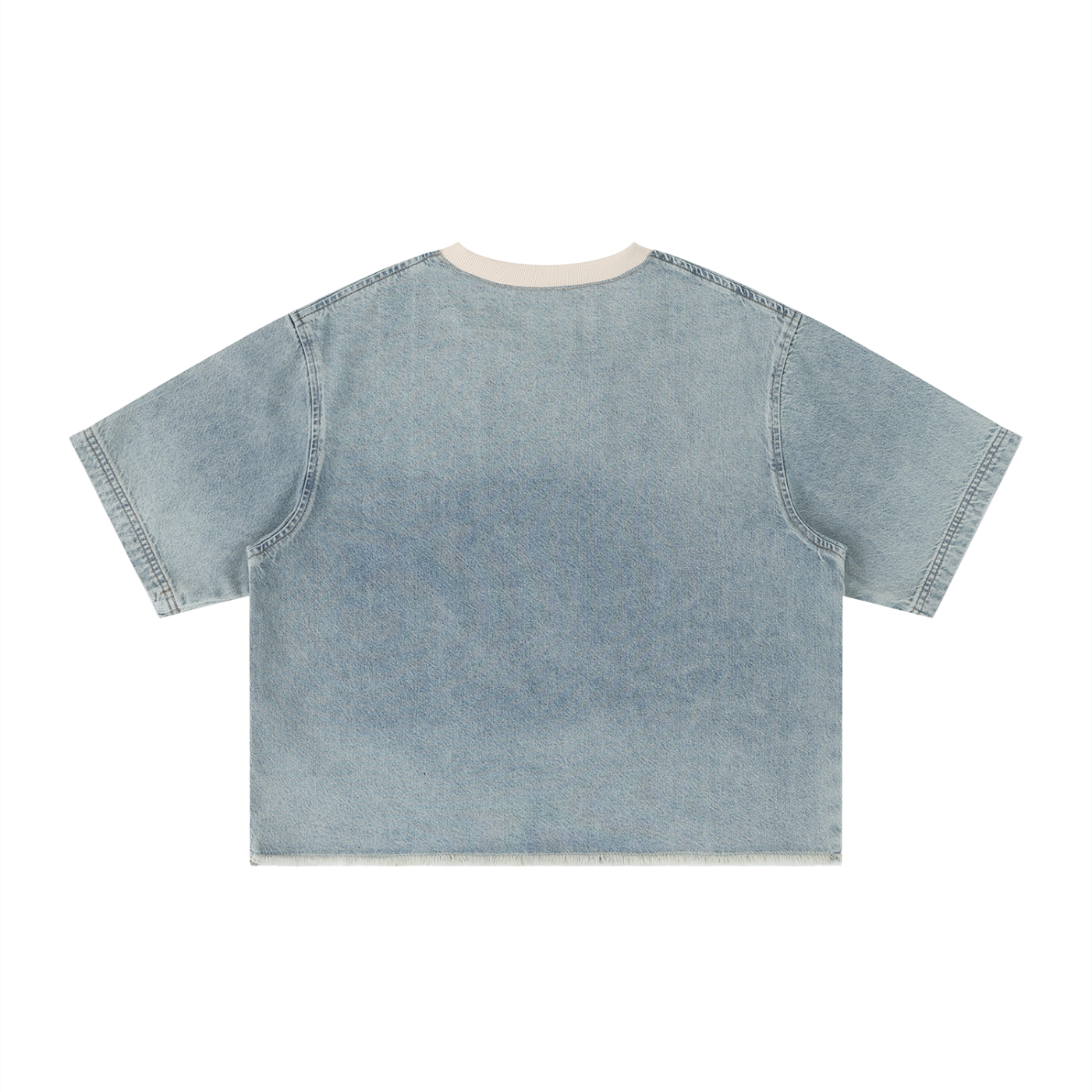 Angels Unisex Vintage Wash Boxy Raw Hem Denim T-Shirt
