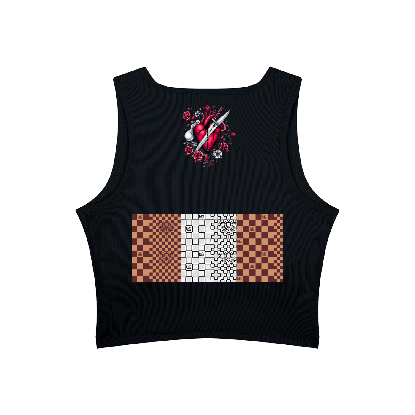"UG Checkerboard Pattern" Women’s Hollow-Out Yoga Tank Top