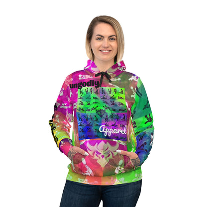"Ungodly Positions: Karma Sutra" Vibrant Unisex Athletic Hoodie for Active Lifestyle