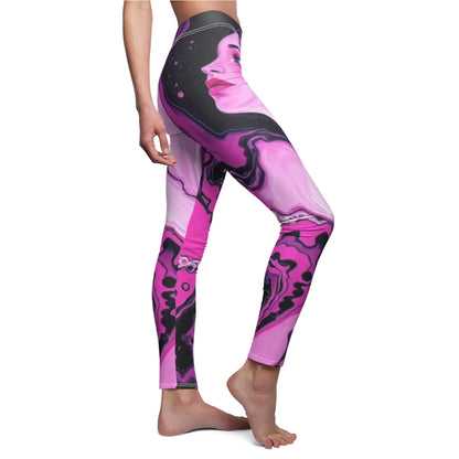 Pink Marble Face Leggings — Women's Artistic AOP Yoga & Casual Leggings