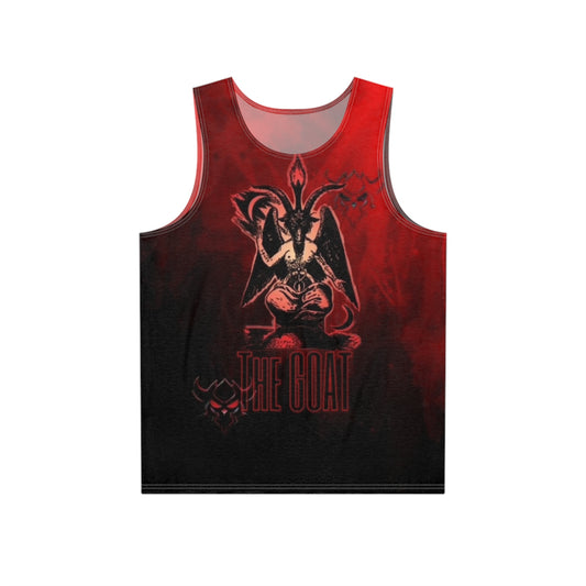 Men's Red Black "The Goat" Baphomet Gradient Skull Tank Top — Gothic Streetwear Muscle Tee