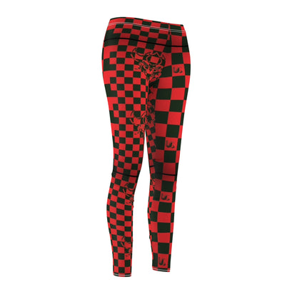 UG Apparel Red and Black Checkerboard Skull Leggings