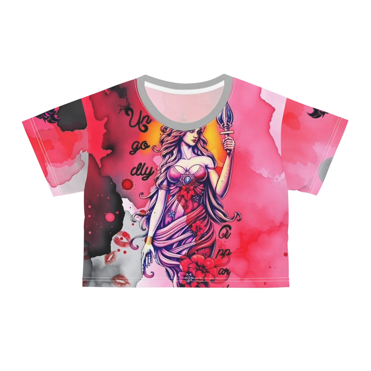 Aphrodite Crop Tee — Pink Watercolor Goddess Astrology Top