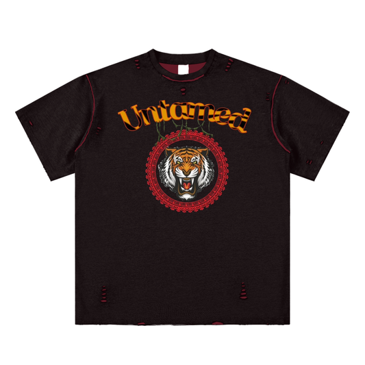 "Untamed" Hand-frayed Reversible T-shirt