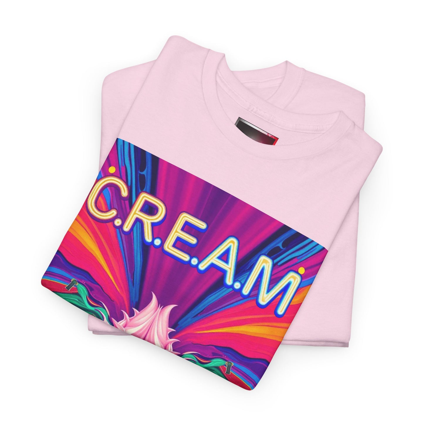 C.R.E.A.M. Unisex Heavy Cotton Tee, Colorful Graphic Shirt, Casual Wear, Music Festival Tee, Gift for Art Lovers