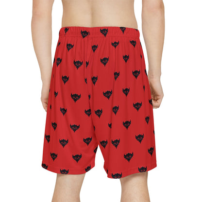 Red Men’s Athletic Shorts with Ungodly Apparel Logo Pattern