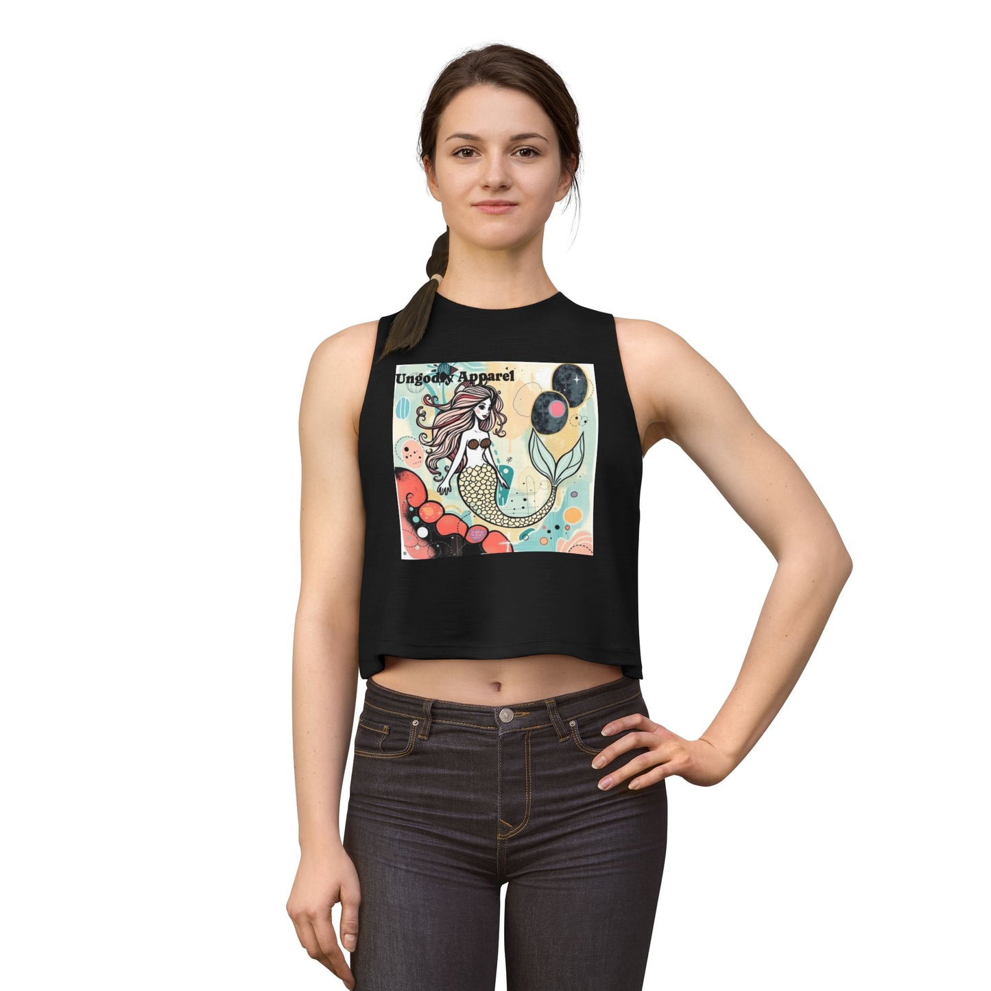 Mermaid Graphic Crop Top — Cute Whimsical Sea Girl Tank for Summer