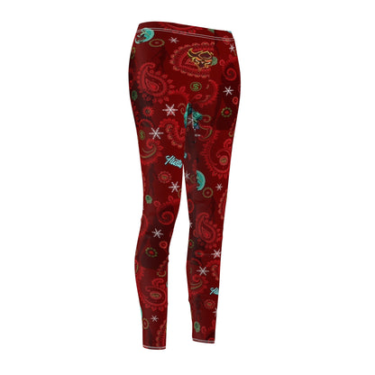 Holiday Paisley Leggings — Festive Red Christmas Patterned Women's Leggings