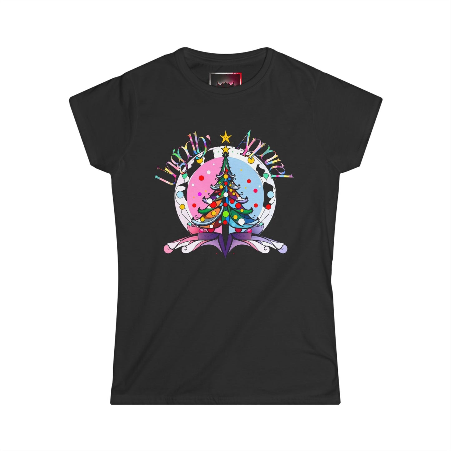 Women's Tee — 'Ugly Angel' Colorful Christmas Tree Holiday Shirt