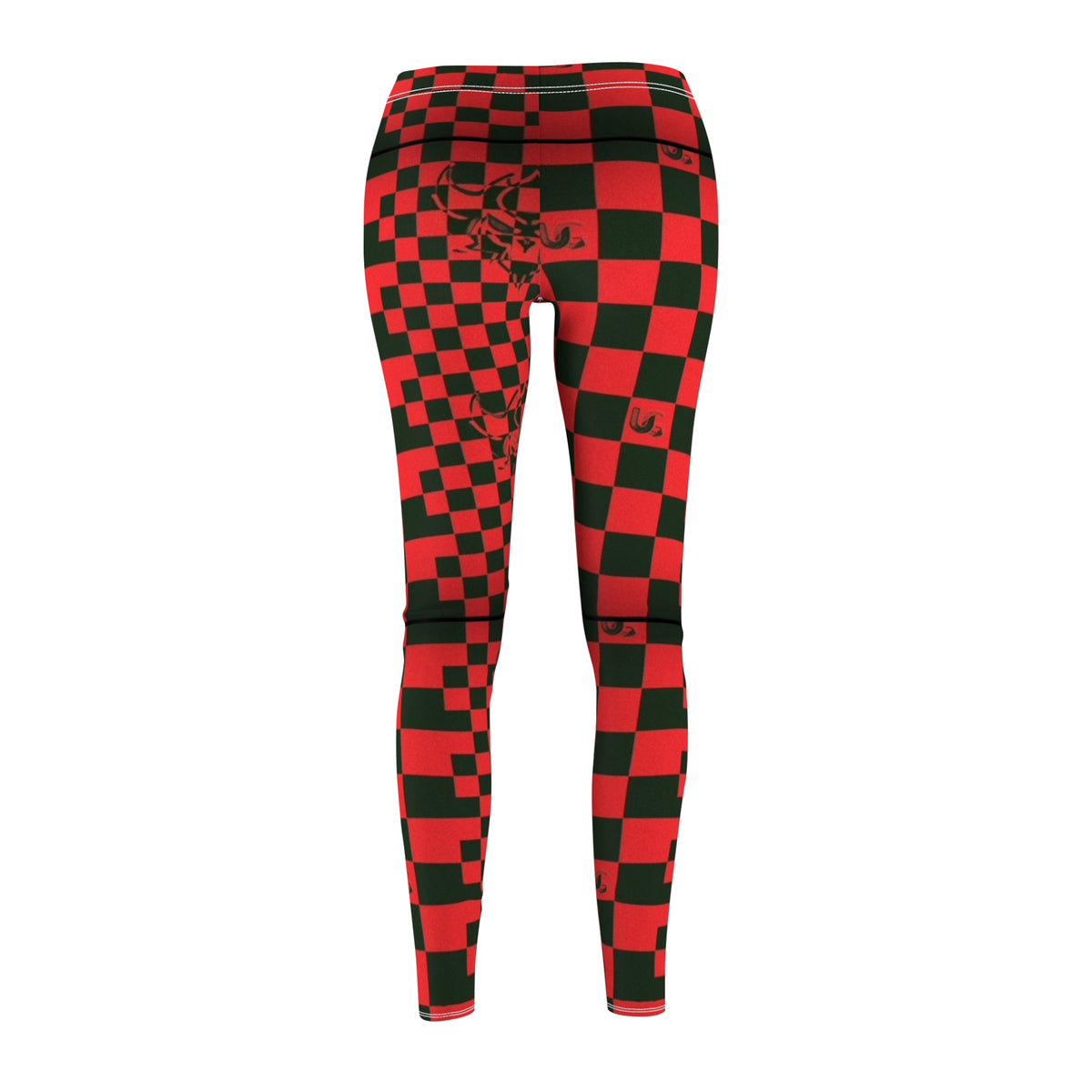 UG Apparel Red and Black Checkerboard Skull Leggings
