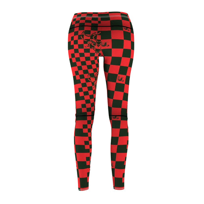 UG Apparel Red and Black Checkerboard Skull Leggings