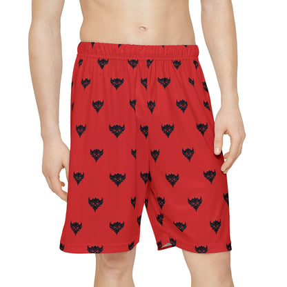 Red Men’s Athletic Shorts with Ungodly Apparel Logo Pattern