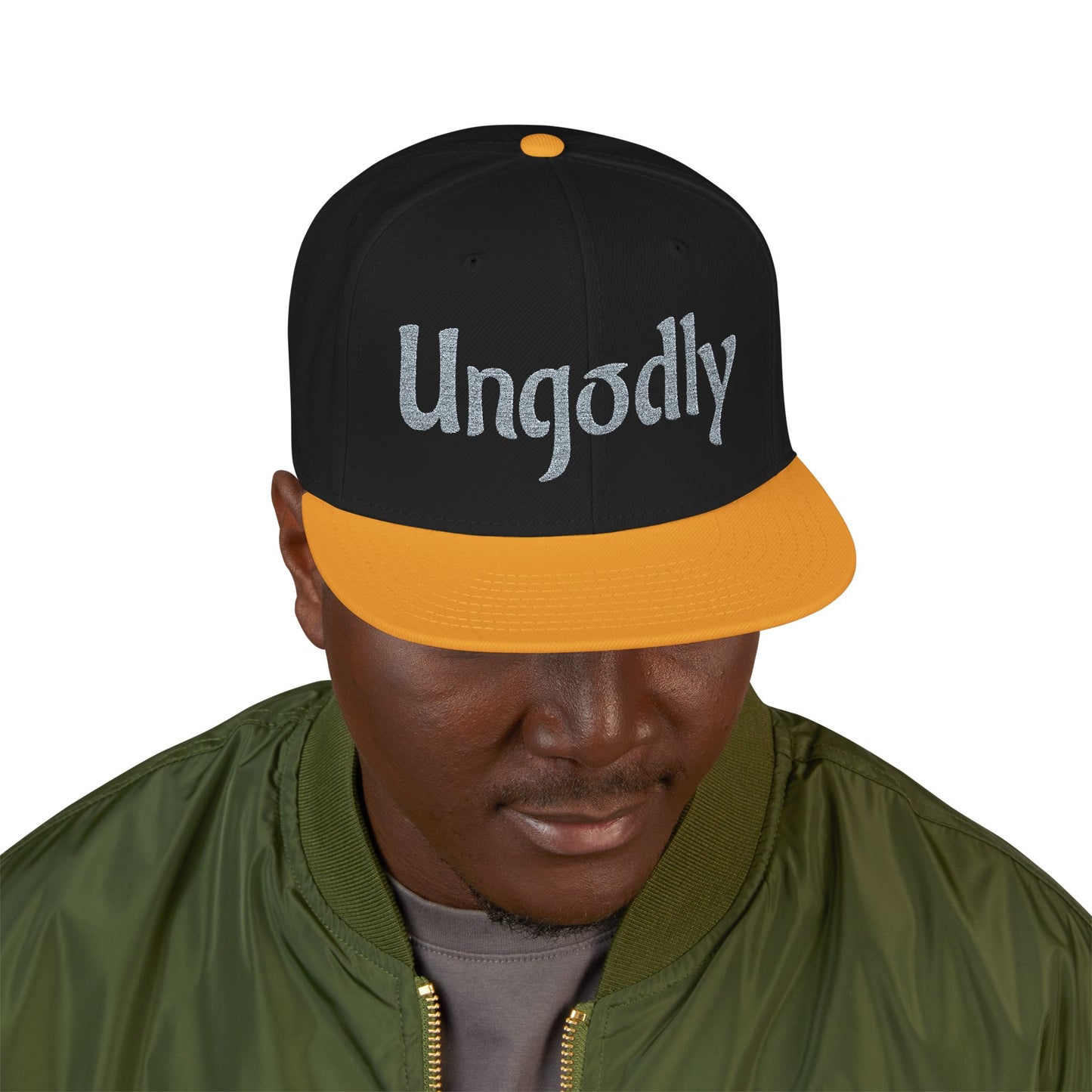 Embroidered Snapback Hat — Retro Sparkle Script