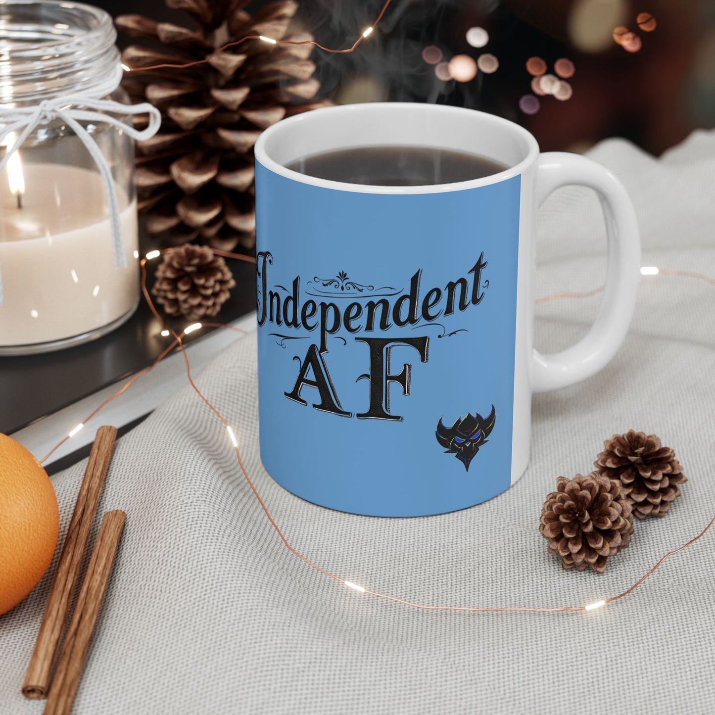 Ceramic Mug - "Independent AF" Blue Coffee Cup (11oz, 15oz)