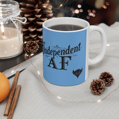 Ceramic Mug - "Independent AF" Blue Coffee Cup (11oz, 15oz)