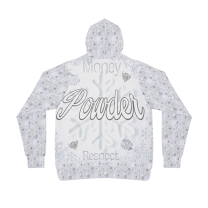 Money Powder Respect Snowflake Hoodie — White Winter Athletic Pullover