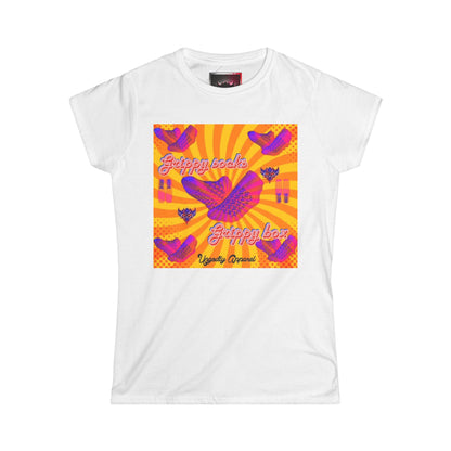 Retro Butterfly Graphic Tee — "Grippy Socks Grippy Box" Vibrant 70s-Inspired Women's Shirt