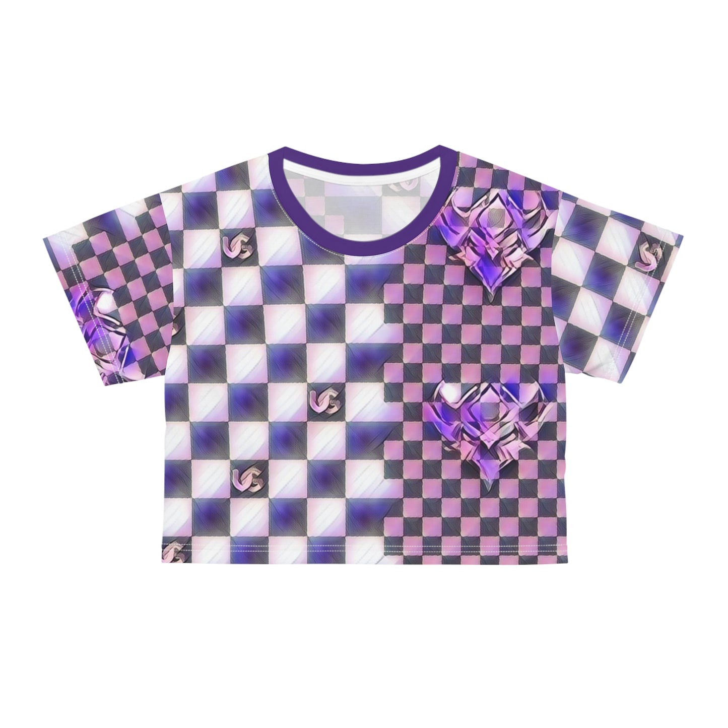 Purple Ungodly Checkerboard Pattern Crop Top
