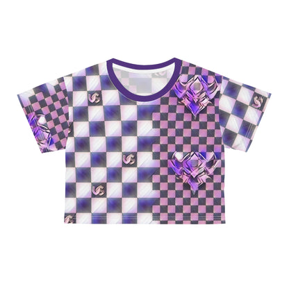 Purple Ungodly Checkerboard Pattern Crop Top