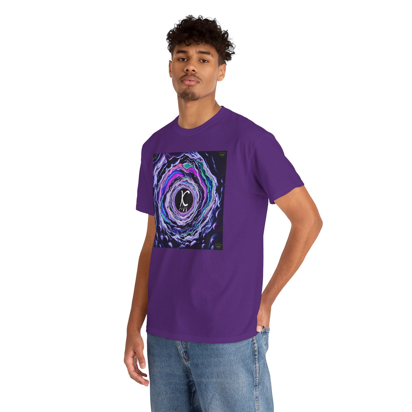 "K-Hole" Unisex Heavy Cotton Tee - Cosmic Swirl Graphic Tee for Trendy Vibes