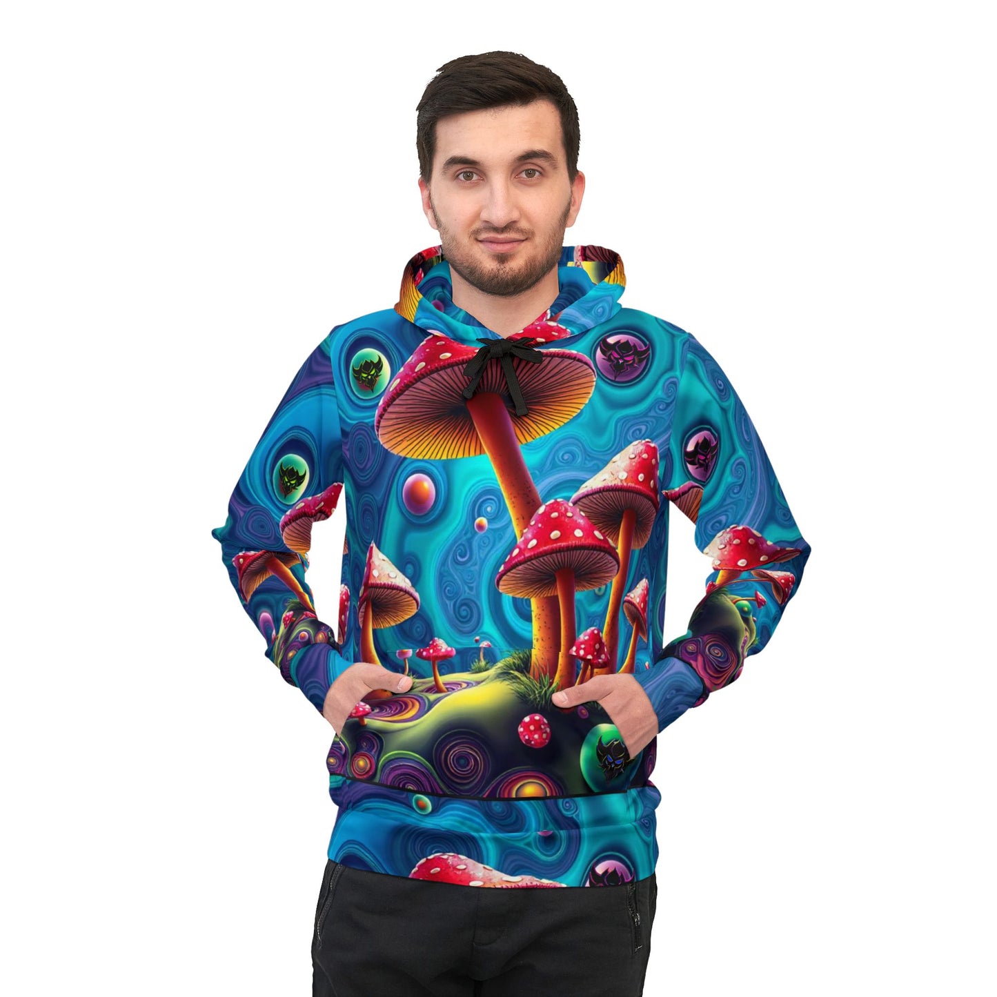 Psychedelic Mushroom Athletic Hoodie - Vibrant Outdoor Style