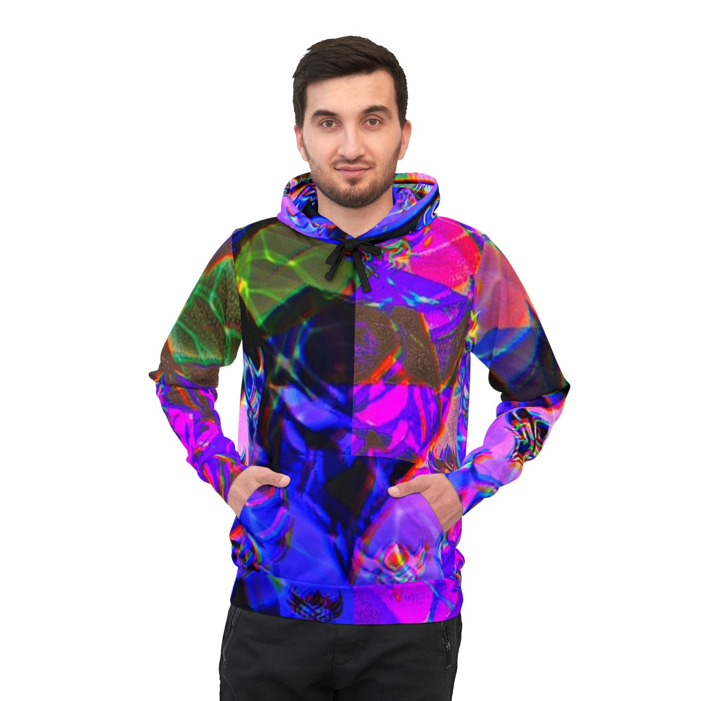 Unisex Athletic Hoodie — Vibrant Abstract Ungodly Apparel Logo Print