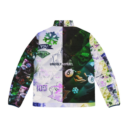 "Ungodly Vices" Colorful Men's Puffer Jacket - Stylish Winter Wear