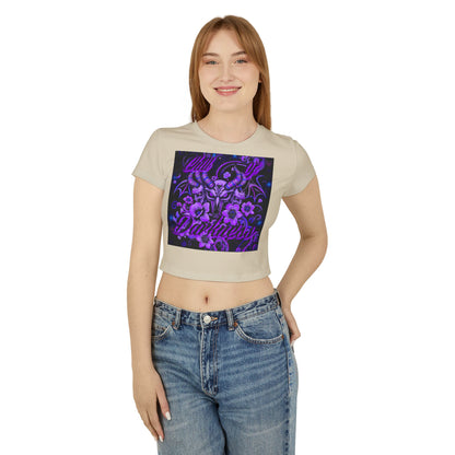 "Chill in Darkness" Women's Baby Tee - Edgy Floral Graphic Tee