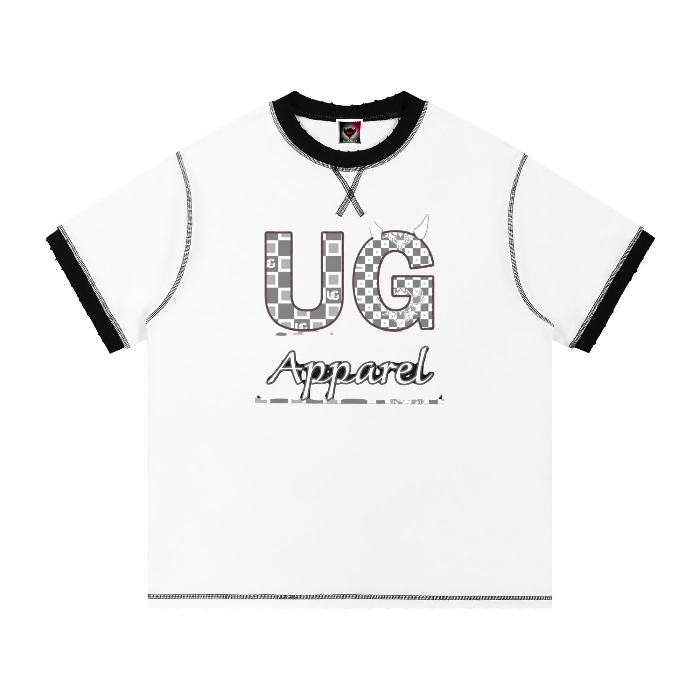 "Black and White UG Apparel" Contrast-Stitched Cotton T-Shirt
