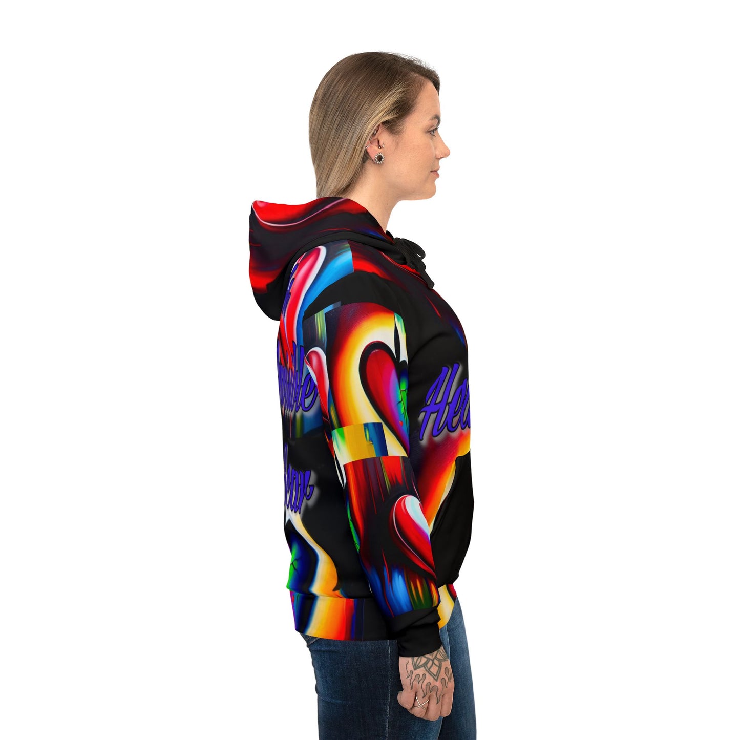 "Heartache: Love's Invisible Scar" Athletic Hoodie - Colorful Heart Design - Perfect for Valentine's Day and Fitness Lovers