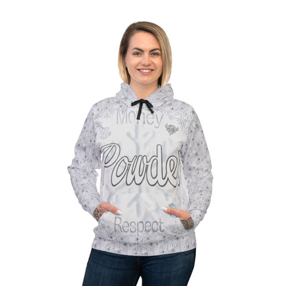Money Powder Respect Snowflake Hoodie — White Winter Athletic Pullover