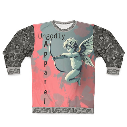 Cupid Cherub All-Over Print Sweatshirt — Vintage Angel Graphic, 'Ungodly Apparel'