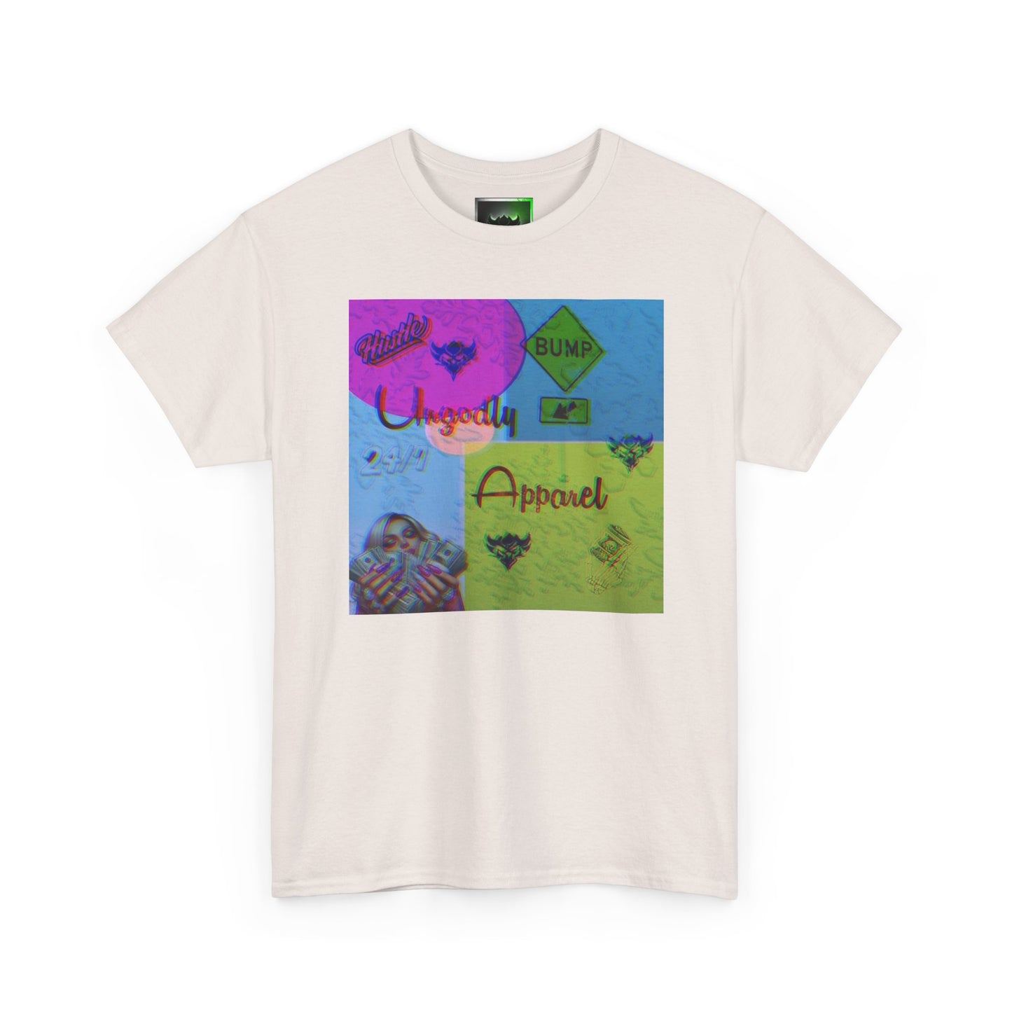 Abstract Pop-Art Graphic Tee — 'Apparel' Color Block Design