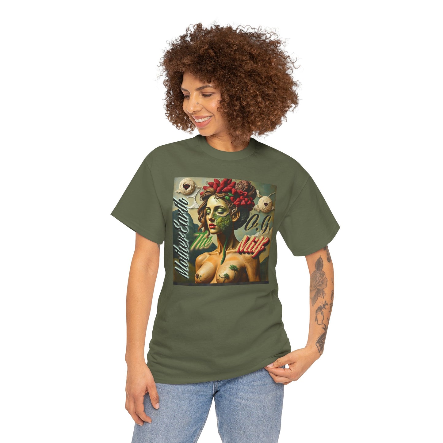 Artistic Unisex Heavy Cotton Tee - 'Mother Earth-The O.G. Milf' Design