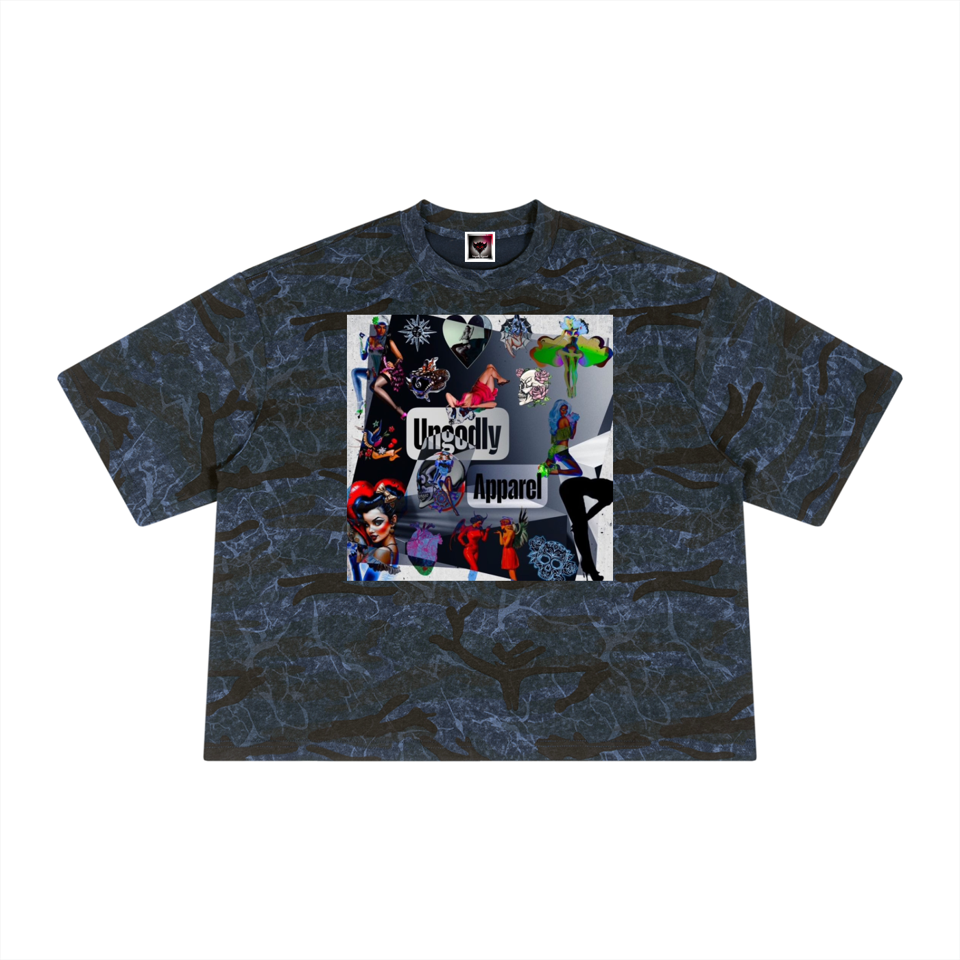 Ungodly Pinups Unisex Boxy Camo Print T-Shirt