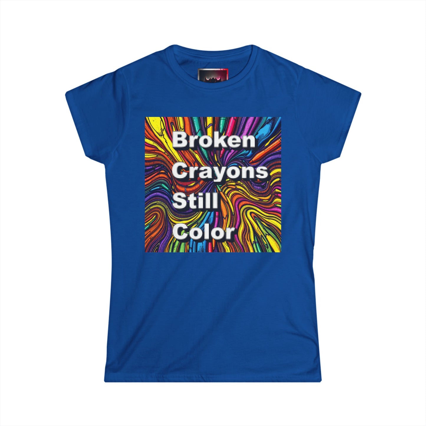 Inspirational Women's Softstyle Tee - "Broken Crayons Still Color" - Colorful Graphic Tee for Everyday Wear