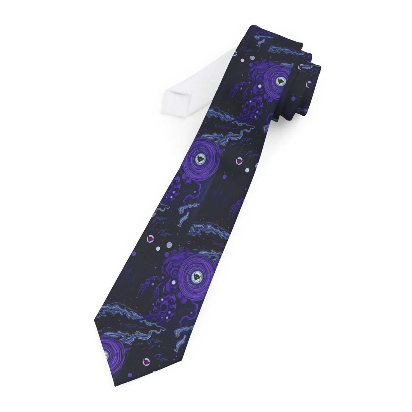 "Chill of Darkness x Ungodly Apparel"  Necktie — Purple Space Squid Pattern Tie