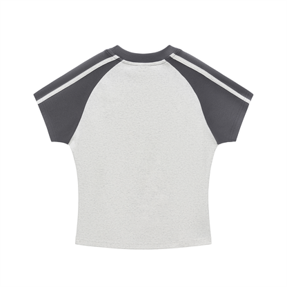 "In My Villain Era" Contrast Stripes Bodycon Raglan  Sleeve T-Shirt