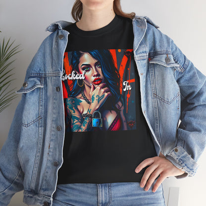 "Locked In" Latina Unisex Heavy Cotton Tee - Bold Tattoo Art for Everyday Wear