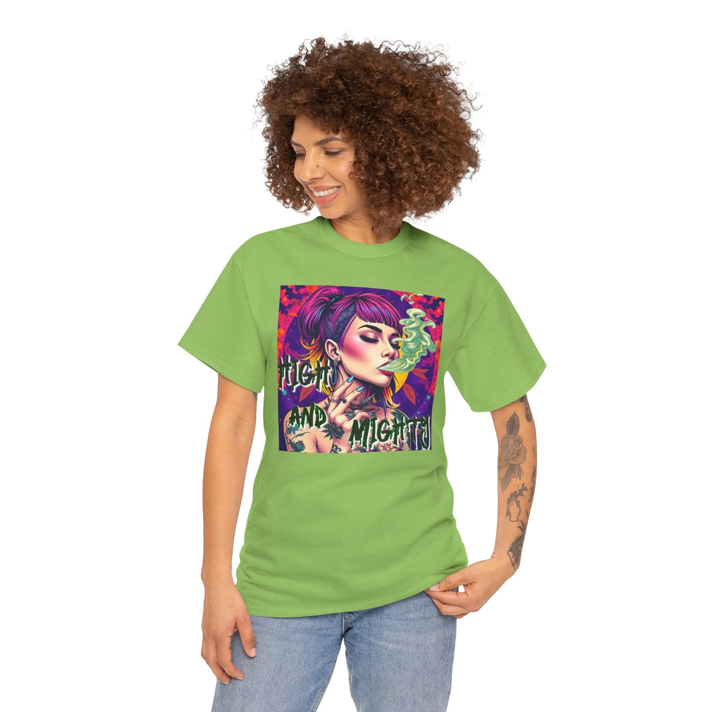 Chic Unisex Heavy Cotton Tee - 'High and Mighty' Graphic Shirt for Trendsetters