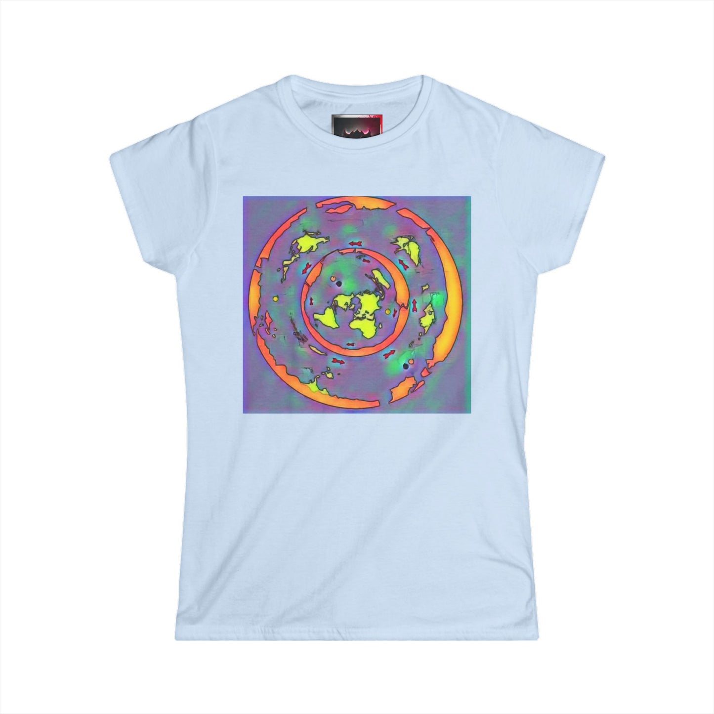 Women's Tee — Colorful Psychedelic Flat Earth Map Graphic Shirt