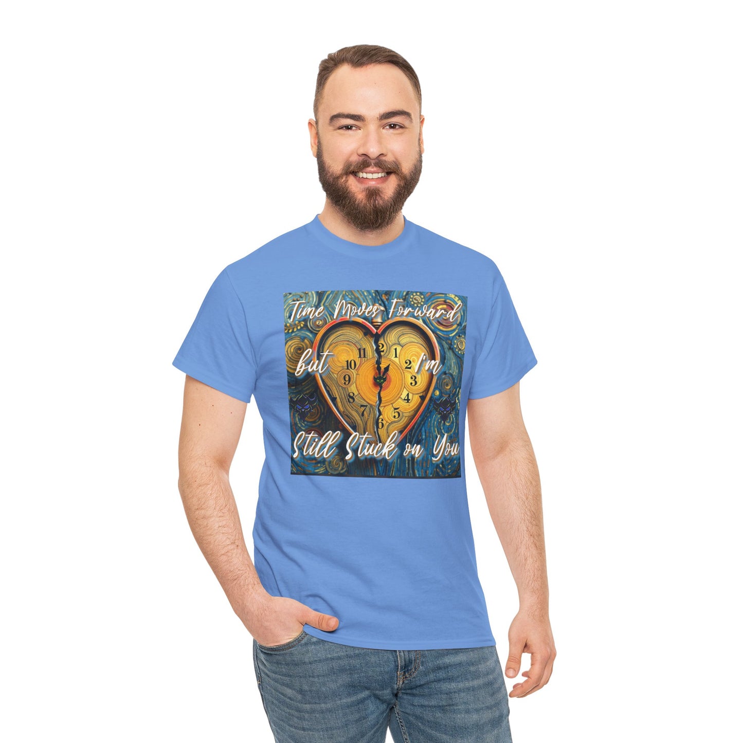 Still Stuck on You Heart Clock Tee - Unisex Heavy Cotton T-Shirt