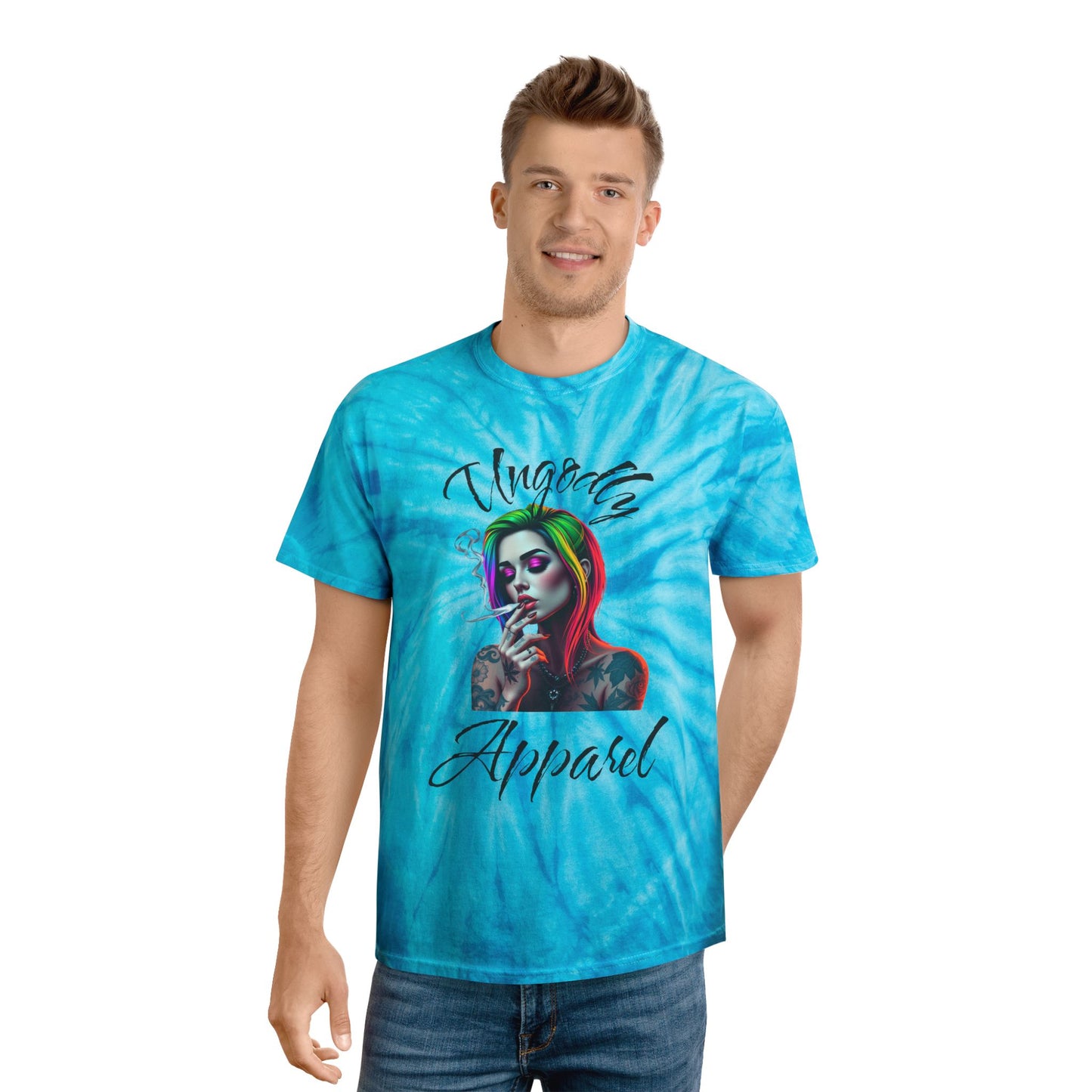 Vibrant Tie-Dye T-Shirt with Graphic Design