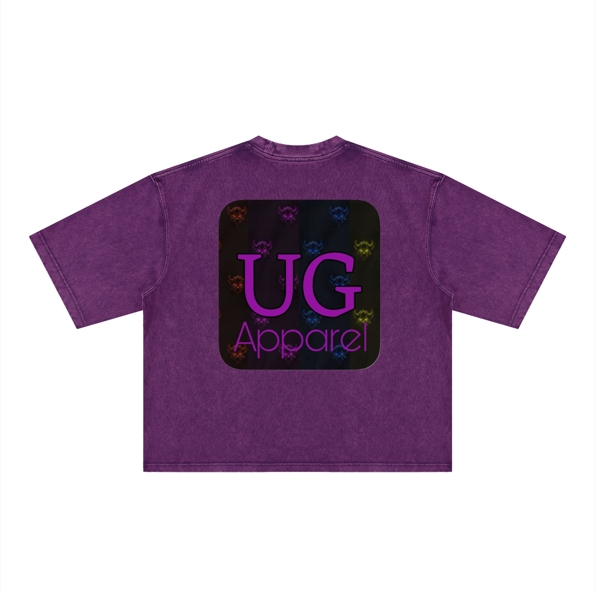 "Purple Checkerboard Crown" Unisex Heavyweight Mineral Wash Boxy T-Shirt