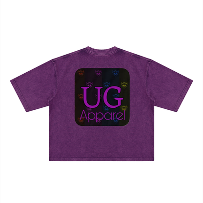 "Purple Checkerboard Crown" Unisex Heavyweight Mineral Wash Boxy T-Shirt