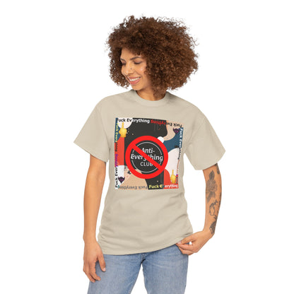 "Anti-Everything Club" Unisex Heavy Cotton Tee - Bold Statement Shirt for Casual Wear