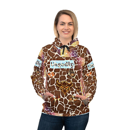 "Ungodly Giraffe" Wildlife Print Athletic Hoodie for Nature Lovers